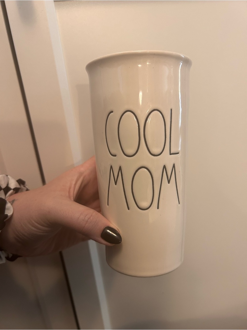 Rae Dunn 'COOL MOM' Ceramic Travel Mug